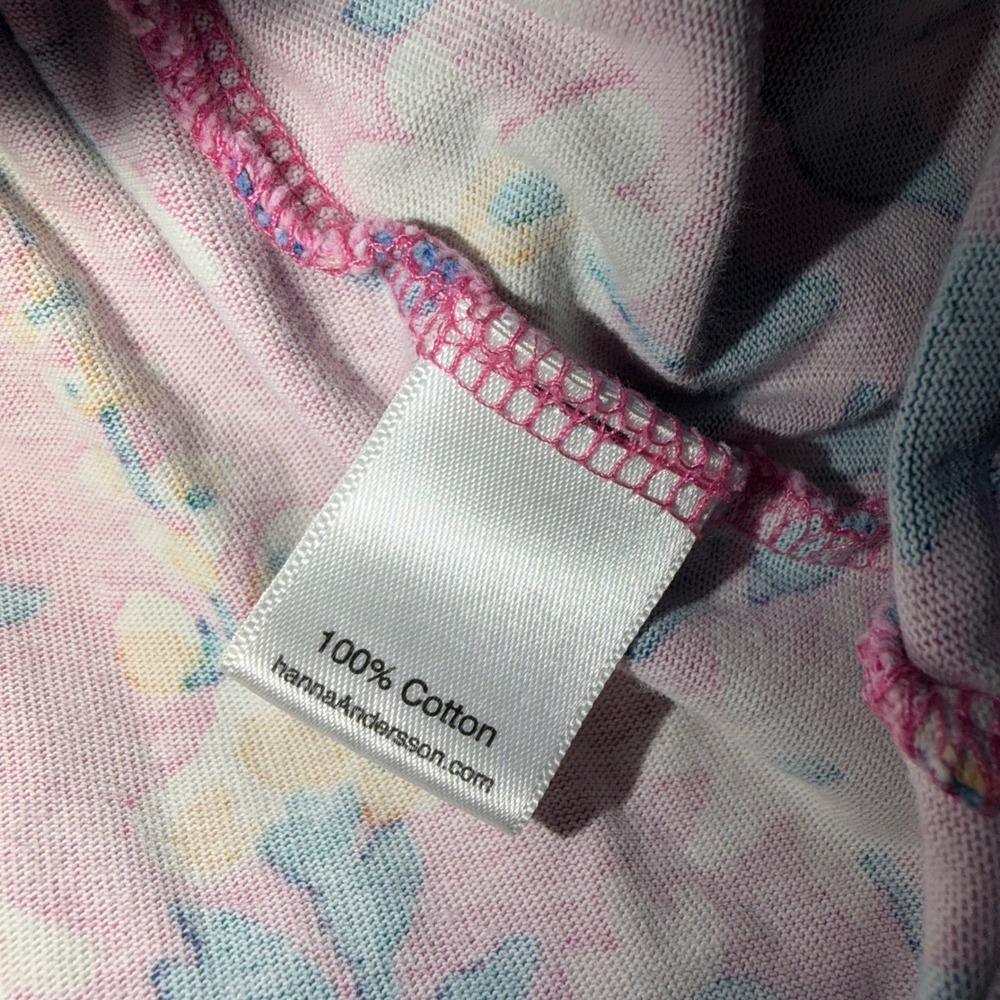 Hanna Andersson Girls Pink Floral Tiered Long Sleeve Cotton Dress Size 4 / 100 - Picture 6 of 8